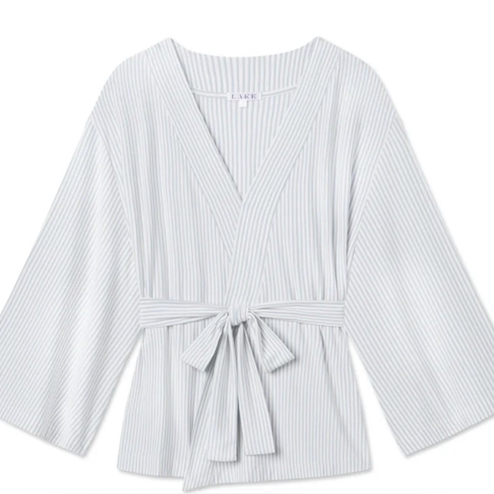 Lake pajamas Light blue Striped Kimono Top